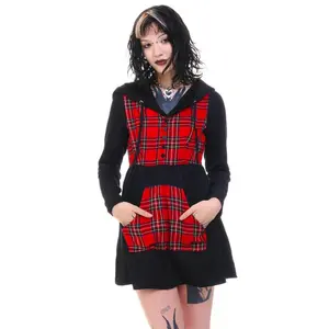 Angela Black & Red Plaid Hoodie Mini Dress