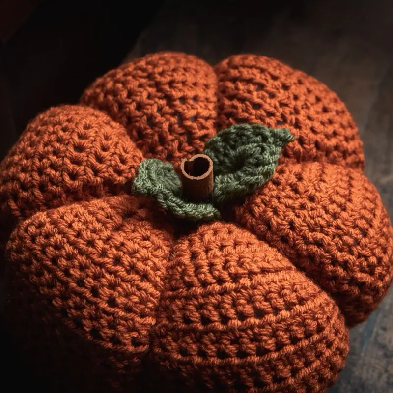 Crochet Pumpkins with Cinnamon Stick Stems and Added Cinnamon Oil for Long Lasting Scent High Quality Yarn