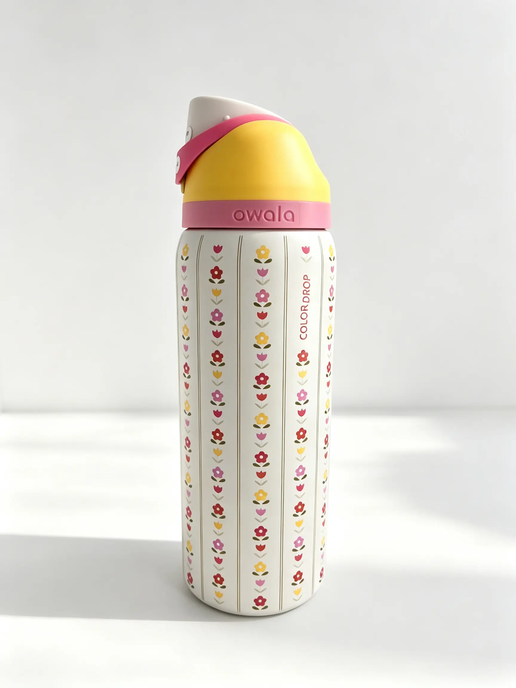 Owala 32oz Floral Print Tumbler with Freesip Lid, Insulated Stainless Steel Travel Mug, Leakproof Large Water Bottle with Colorful Ditsy Flower Pattern, BPA-Free Double Wall Vacuum Cup Keeps Ice Cold 24H, Car Cup Holder Friendly