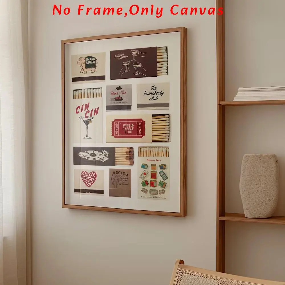 Vintage Matchbox Print Unframed, Frameless, Matchbox Wall Art, Fashionable Kitchen Wall Decor, Wall Art for Home Living Room Bedroom Office Gallery, Poster, Artistic, Artwork, Decoration, Artwork For Walls