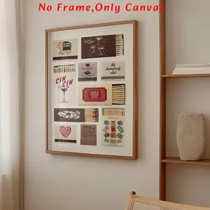 Vintage Matchbox Print Unframed, Frameless, Matchbox Wall Art, Fashionable Kitchen Wall Decor, Wall Art for Home Living Room Bedroom Office Gallery, Poster, Artistic
