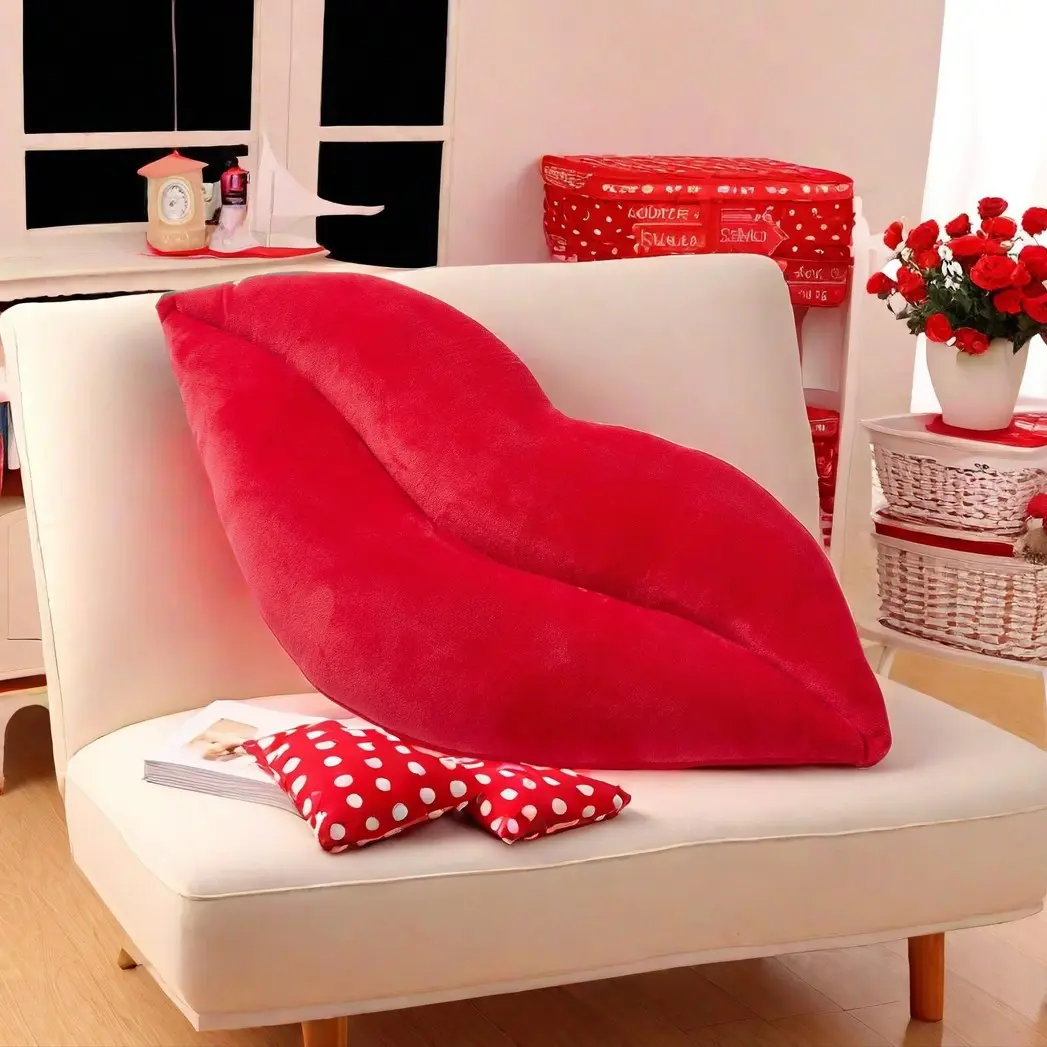 Romantic Lip Pillow, Soft Polyester Fiber Plush Toy, Ideal Couple Gift for Birthday Decoration, Lip Decorative Cushion