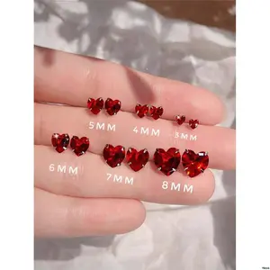 , Girlfriend / Women sBigRedRhinestoneEarBoneStudCochlearEarPiercingLightLuxuryDesignEarringsForGirl 1PairOfFashionElegantS925SterlingSilverEarringsWomen / Friend , BirthdayGiftIdea , FineJewelryGift