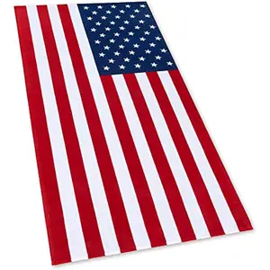 American Flag Beach Towel 30 x 60 inch (76 x 152 cm) USA Patriot 100% Cotton Velour Terry
