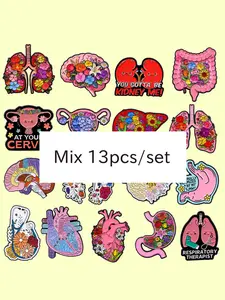 13pcs/set Human Organs Enamel Pins, Heart Lung Brain Design Brooches, Zinc Alloy Fashion Accessories for Doctors Nurses