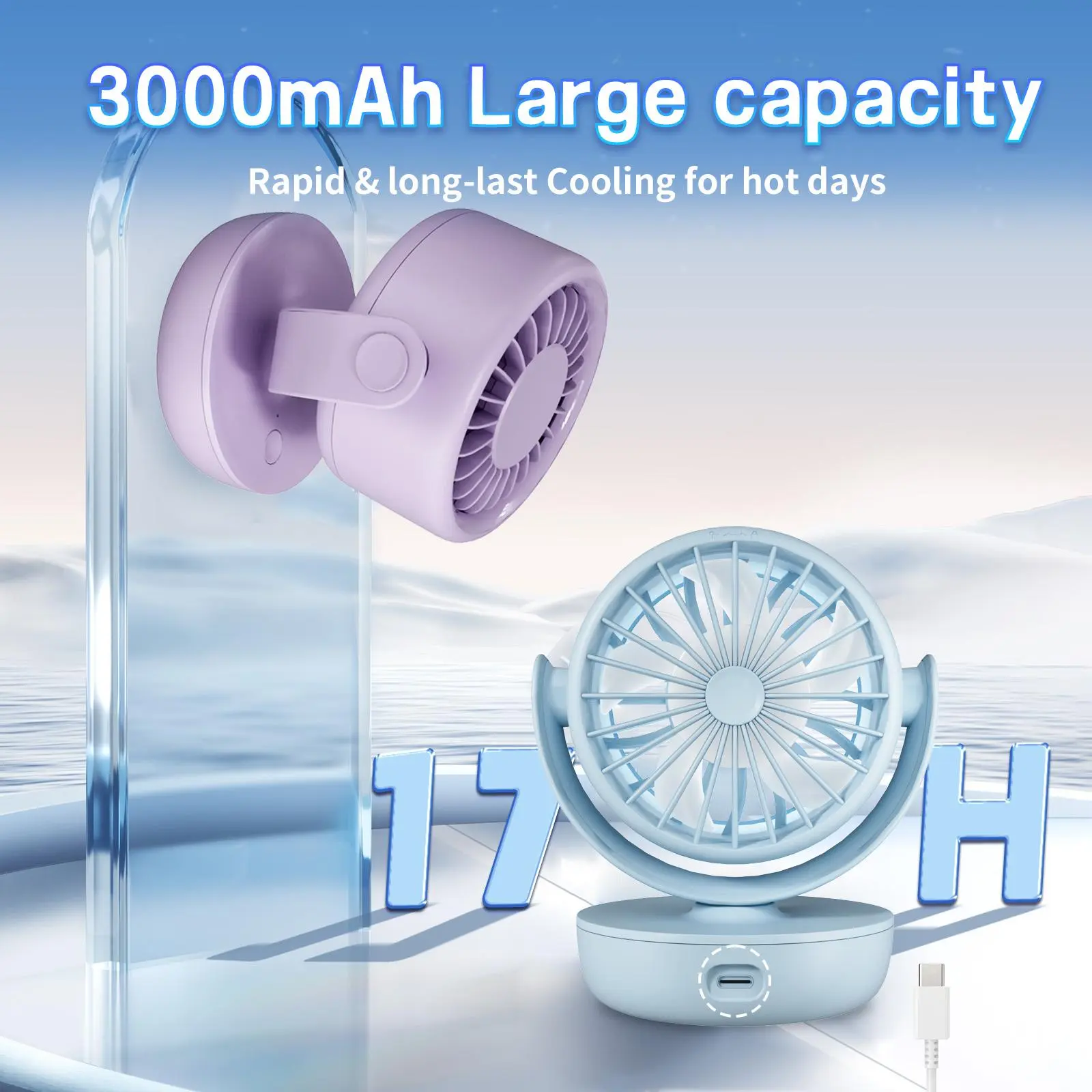 Magnetic Fan with Rechargeable Battery, Small Magnetic Desk fan with 120° Tilt Adjustment, 5in Portable Fan with 3 Speeds, 40db Low Noise Motor, Magnetically Attach to Any Metal Surface, Outdoor, Travel, Office and Bedroom