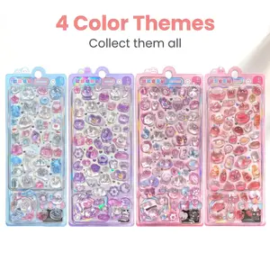 4-Piece Set Cute 3D Fuzzy Stickers, Shiny Cartoon Bubble Stickers, Sweet Candy Pattern Decorative Stickers, Ideal for Journals, Scrapbooks, DIY, Kids Gifts