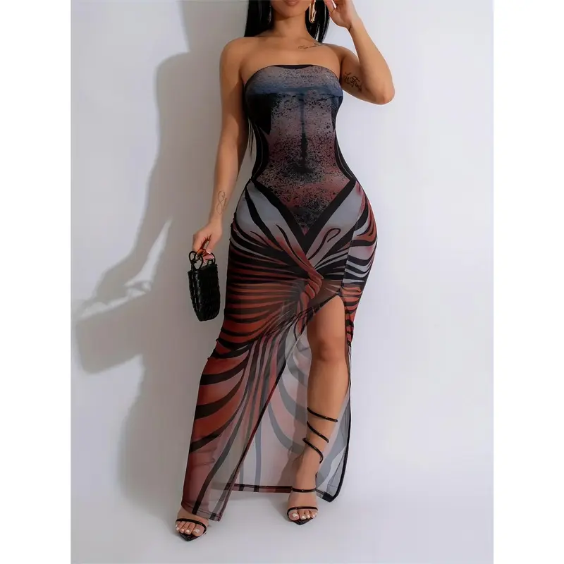 white christmas dresses Cloak & Swagger High Slit Cutout Maxi Dress in Black or White main image 0