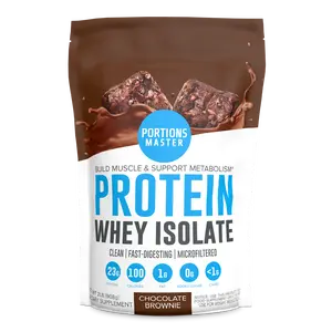 Portions Master Non-GMO Cross-Flow Microfiltration Whey Protein Isolate, Sweetened with Stevia | Chocolate Brownie