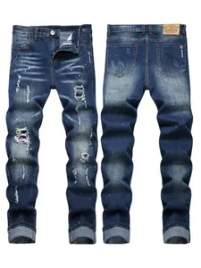 Men's Regular Fit Ripped Straight Leg Jeans, Casual Comfy Denim Pants for Daily Wear, Fashion Men's Bottoms for All Seasons