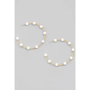 Beaded Wire Hoop Earrings