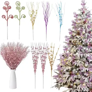 21-Piece Glittering Christmas Tree Decorations, Berry Branches for Vase Filler, Festive Home Decoration Accessories