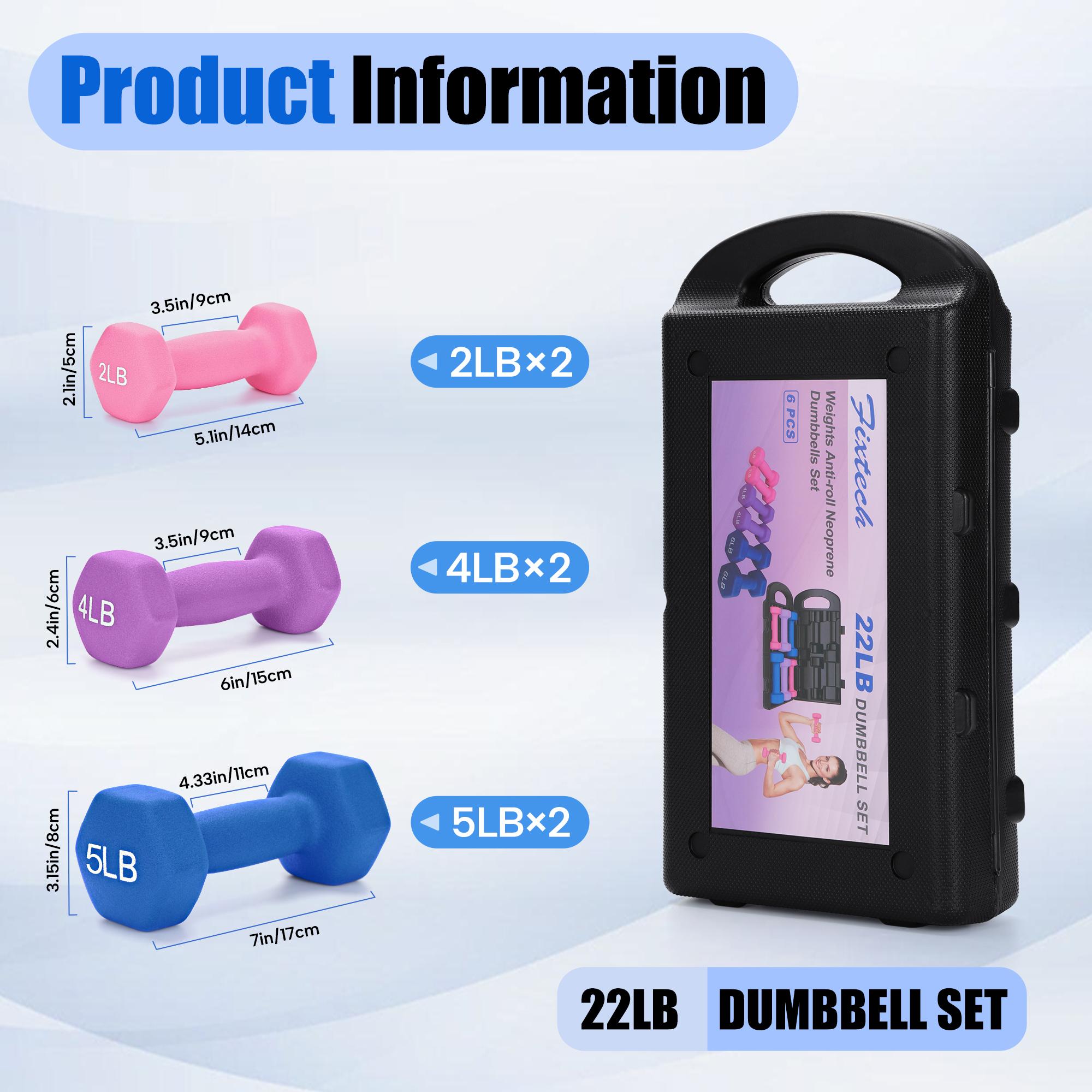 22LB Neoprene Dumbbell Set (6PCS) | Perfect for Home Fitness & Gifting