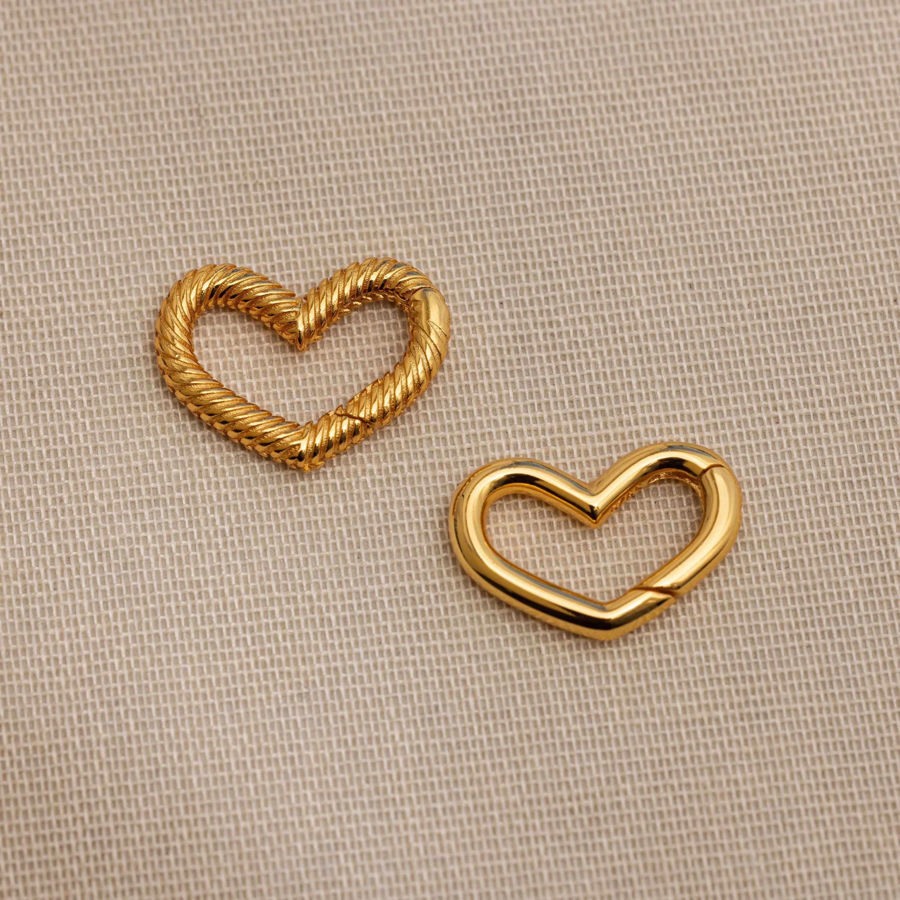 Heart Carabiner Set in 18K Gold by Caitlyn Minimalist - Set of 2 Heart Clasp Charms for Necklace - Dainty Gold Bracelet Charms - Best Friend Gift