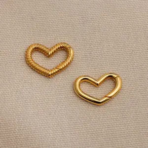 Heart Carabiner Set in 18K Gold by Caitlyn Minimalist - Set of 2 Heart Clasp Charms for Necklace - Dainty Gold Bracelet Charms - Best Friend Gift