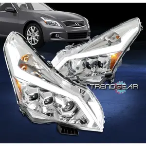 For 2010-2013 G37 Sedan 4Dr LED Sequential Projector Headlight Lamp Chrome LH+RH