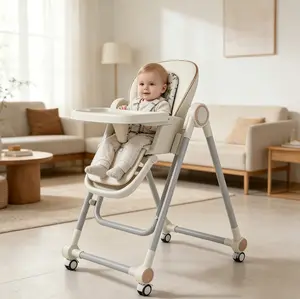 2 In 1 Foldable Baby High Chair & Swing, Portable Multifunctional Feeding Chair for Infant Toddler White