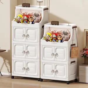 Foldable Storage Cabinet, Multi-Layer Home Bedroom Clothes Organizer, No Installation Living Room Plastic Shelf, Durable & Space-Saving Design, Drawers