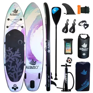 AISUNSS Inflatable Paddle Board for Adult, Paddle Board for All Skill Levels, Wide SUP Board with Primium Accessories Include SUP Carry Bag, Hand Pump, 10L Waterproof Bag