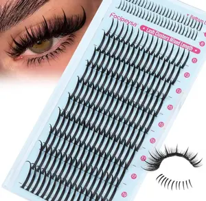 Focipeysa Spike Lash Clusters with Bottom Lashes 11-21mm Individual Lash Extensions Manga Premade Fan Eyelashes Extensions Wispy Eyelashes Extension Cluster DIY Wispy Lash