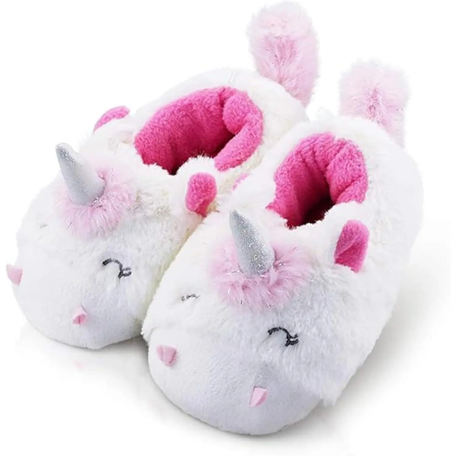 Toddler Girls' Unicorn Slippers, Soft Plush Toddler House Shoes with Memory Foam Arch Support and Anti-Slip Sole
