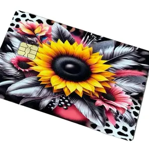 Anime Custom Credit Card Skin - Sunflower & Leopard Print Design - Waterproof & Durable - Perfect Gift for Anime Fans - Easy Application - Secure Fit - Limited Edition Artwork