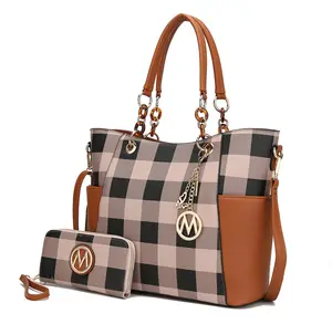 MKF Collection Tote Bag for Women, Handbag Set with Wallet-Top-Handle- Vegan Leather Purse Cognac Brown by Mia k