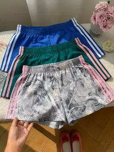 Trendy Comfortable 3-Piece Women's Casual Loose Short Pants, Side Stripe Design, Elastic Waist, Perfect for Spring Summer Carnival Activities