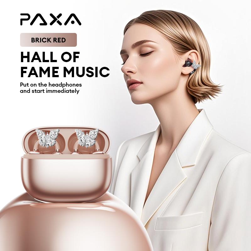 PAXA Clipbuds 7 Clip-on Design Wireless Headphones, Powerful Sound Effects for Music, Dustproof & Waterproof Sports Earbuds for Running, Workout, Audio