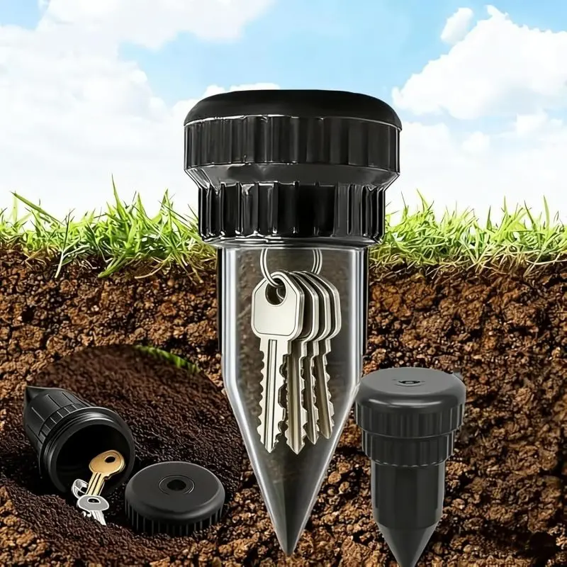 Sprinkler Head Key Hider – Durable Plastic Underground Spike, Waterproof & Rustproof, Easy-to-Insert for Outdoor Garden, Patio & Yard Security, Emergency Spare Key Storage Aesthetic Decor