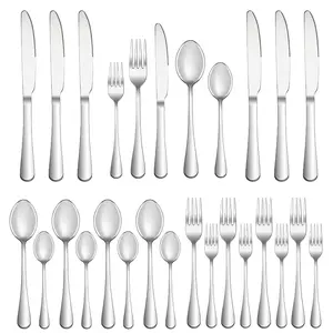30 Pcs Silverware Set for 6, Stainless Steel Flatware Tableware Set, Include Forks, Spoons and Knives Set, Mirror Polished Dining Cutlery Utensil Set for Home Restaurant