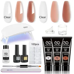 Long-lasting Poly Nail Extension Gel Set, Polygel Nail Kit, All in One Starter Kit for Girls Nail Art, Professional French Art Design Salon DIY At Home
