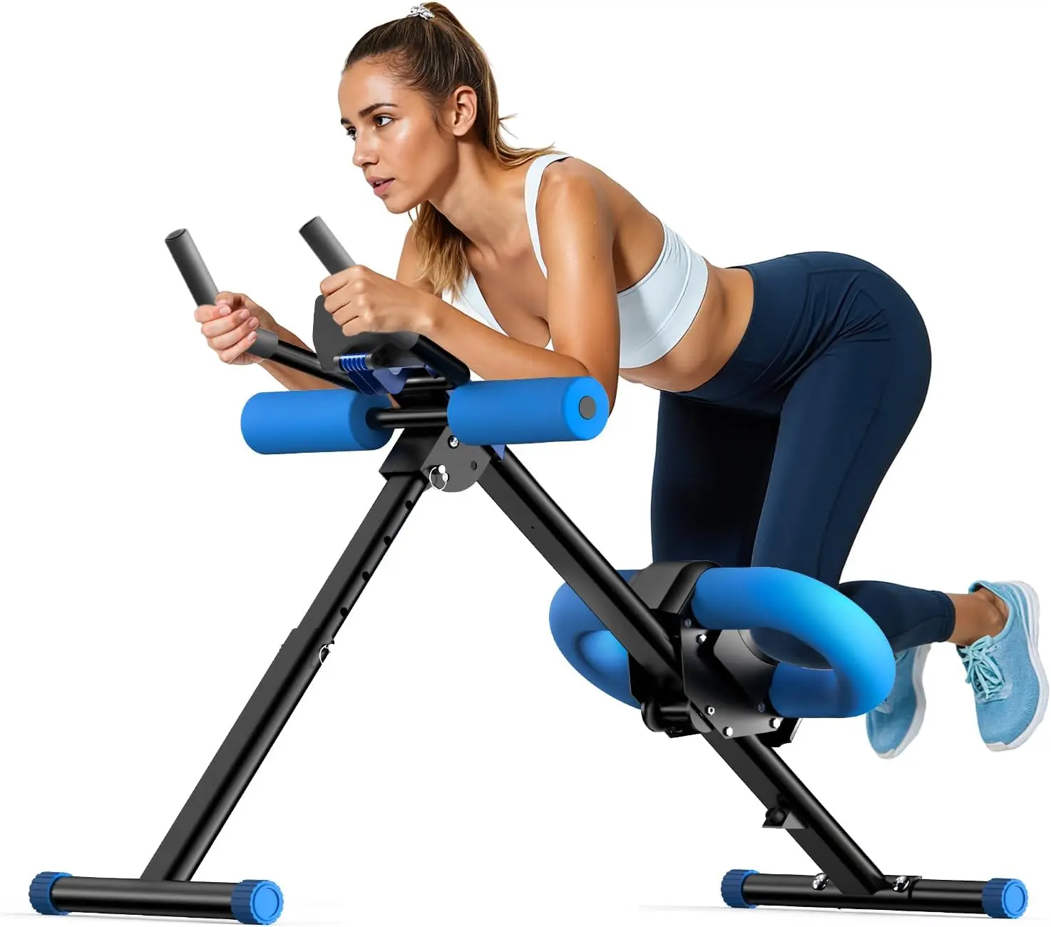 OWLSKY Ab Machine, Adjustable Ab Trainer Machine for Abs Workout at Home Gym, Foldable, Knee Protection, LCD Monitor, Device Holder, 400 Lbs,Abdominal Trainer for Stomach Workout
