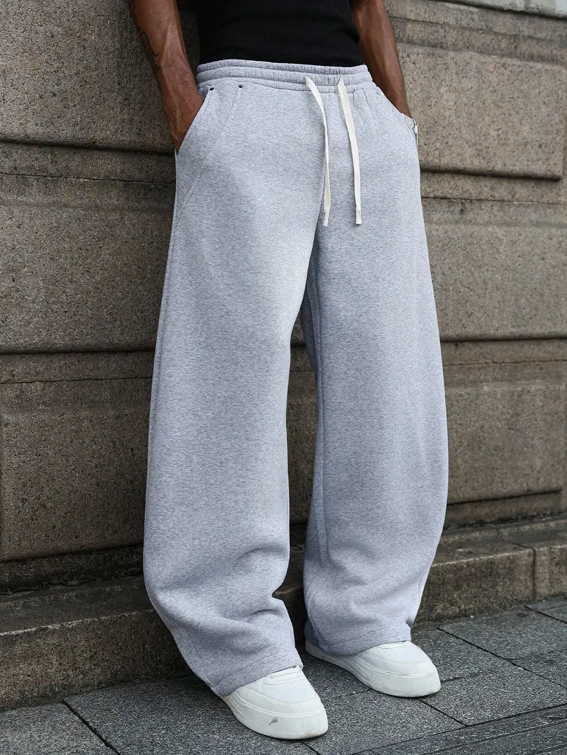 Men's Loose Casual Sports Pants, Versatile Street Style Athletic Trousers Suitable for Streetwear, Everyday Loungewear, Weekend Outings, Featuring a Relaxed Fit, Designed Specifically for Men, Gray Loose Sweatpants