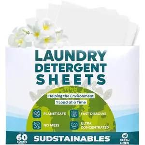 Laundry Detergent Sheets (60 Loads) - Eco Friendly Laundry Soap Detergent Strips I Eco Friendly, Zero Waste, Plastic Free, Planet Friendly 30 Sheets - Fresh Linen - Laundry Sheets