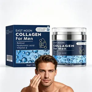 EAST MOON Hydrolyzed Collagen Men’s Face Moisturizer Deep Long Lasting Hydration Reduce Fine Lines Revitalize Dull Skin Fragrance-Free Gentle Skincare Cream 50g for men Morning