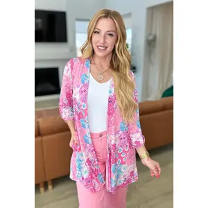 Lizzy Cardigan in Pink Patchwork Floral