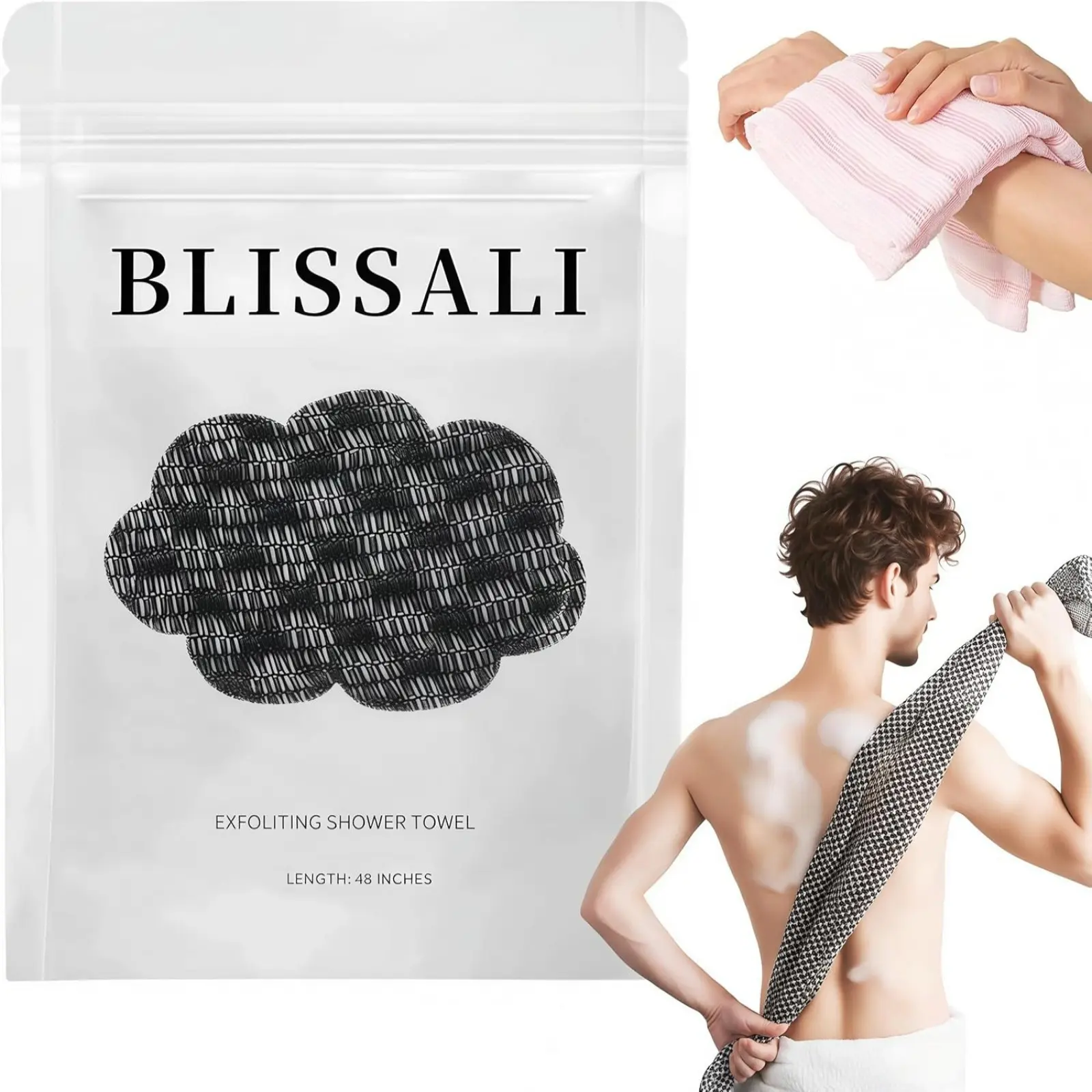 Bubble exfoliating towel, 2-in-1 exfoliating towel, Exfoliating Back Scrubber, Exfoliating Back Washcloth suitable for body and face, double-sided body scrub suitable for all skin types, Exfoliating Mesh, Exfoliating Bath Tool, Body Care Tool
