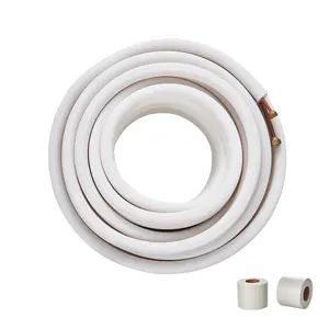 VEVOR 50FT Mini Split Line Set, 1/4 3/8 O. D Copper Pipes Tubing and Triple-Layer Insulation, for Mini Split Air Conditioning Refrigerant or Heating Pump Equipment HVAC with Wrapping Strips.