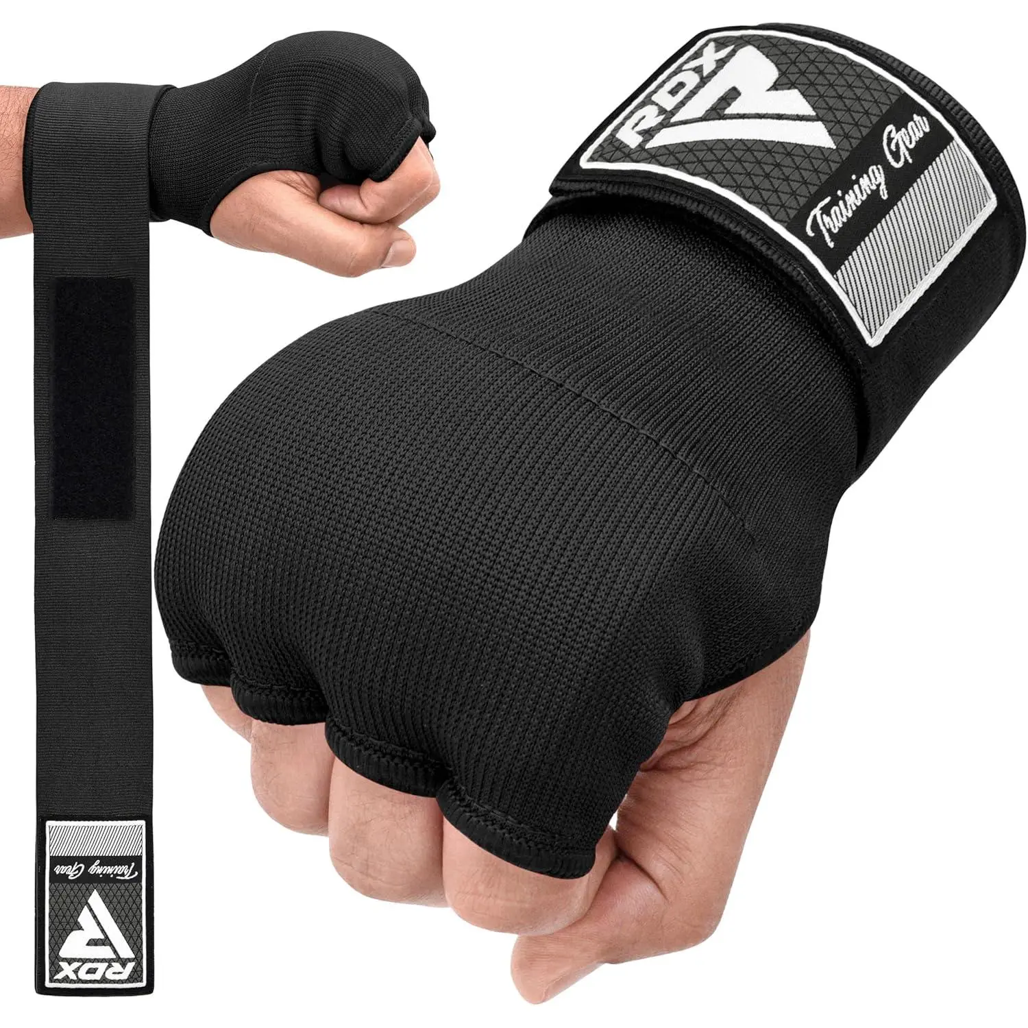 Adult Gel Boxing Hand Wraps Inner Gloves - 100cm Long, Elastic Durable Sweat-Wicking Material, Hook-And-Loop Adjustable Wrist Straps, Breathable Padded Fist Protection, Evenly Disperses Impact, Boxing Equipment for Muay Thai Training, Hook-And-Loop Strap
