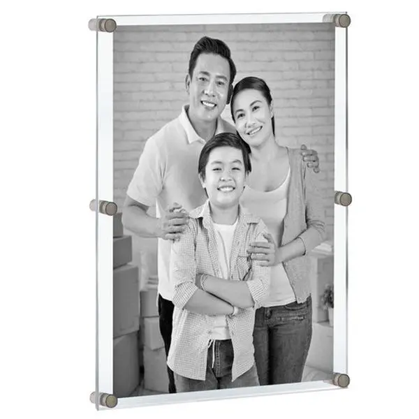 Azar Displays Floating Acrylic Wall Frame with Silver Stand Off Caps: 30" x 40" Graphic Size, Overall Frame Size: 34" x 44", 1-Pack, Clear