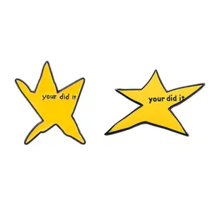 Funny Meme Star Brooches 3-Pack, Creative Quirky Pentagram Badges for Bags & Clothes