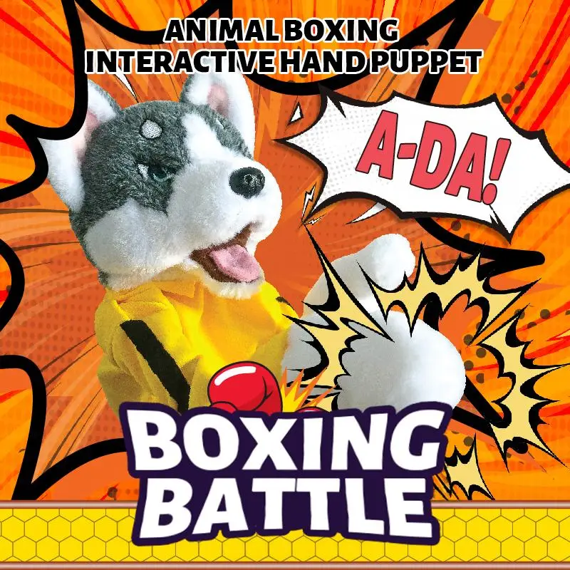 A-Da! Animal Boxing Interactive Hand Puppet for Kids - Boxing Husky Dog Plush Toy, Colorful Playful Interactive Plush Game