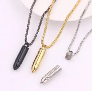 Bold Pendant Stainless Steel Bullet Head Openable Necklace Personalized Jewelry Father's Day Gift Sweater Chain for Men