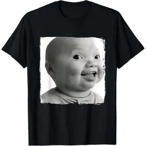 100% Cotton AI Baby Holding Back A Laugh Funny Viral gen z Meme T-Shirt