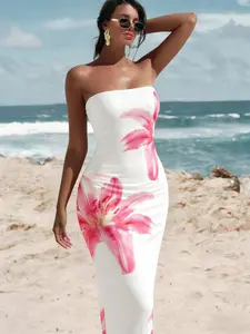 Women's Lily Pattern Floral Halter Dress, Long Romantic Formal Evening Gown, Sexy Elegant Fashion, Summer Wedding Party