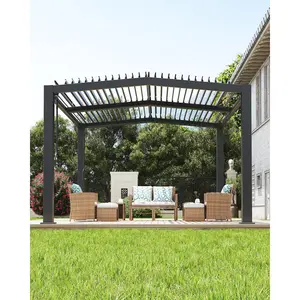 11x13 ft Aluminum Louvered Pergola with Adjustable Roof, Reinforced Frame, Integrated Drainage System, Weather-Resistant Hardtop Gazebo for Patio, Deck, Backyard, Gray