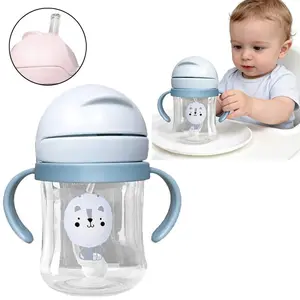 Anti-Drip Baby Feeding Water Bottle, Weighted Straw and Handle, BPA-Free Sippy Cup, First Training Cup, Ideal Gift for Newborn Babies