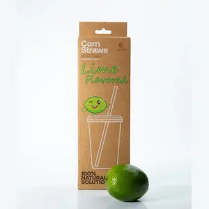 Lime Flavored Corn Based Drinking Straws 7.75" - 6mm Utensils Beverage