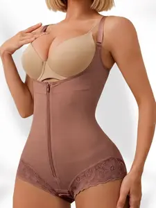 1 Count Women's Slimmer Shapewear Bodysuit, Fajas, Butt Lifting And Tummy Control Jumpsuit, Adjustable Shoulder Strap Romper, Breathable And Comfortable Underwear, Compression, Zipper Closed, Suitable For Daily Wear Or Party, Corset Shapewear